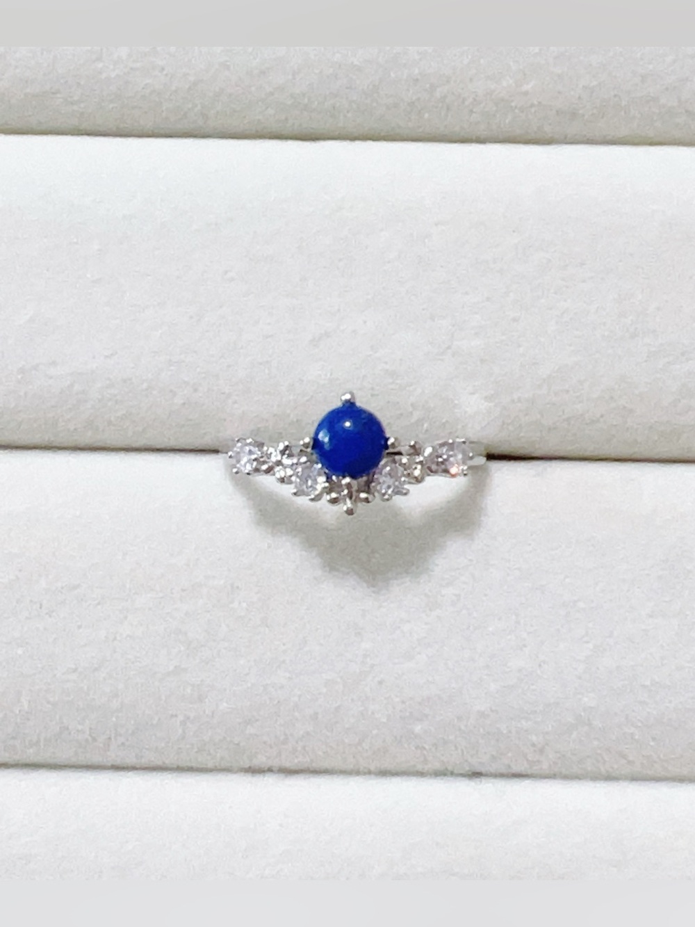 Natural Lapis Lazuli Ring Silver Plated Adjustable One size Dainty Zircon ring